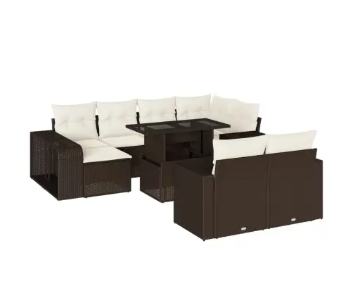 Sodo Komplektas Su Pagalvėlėmis, 11 Dalių, Rudas, Poliratanas