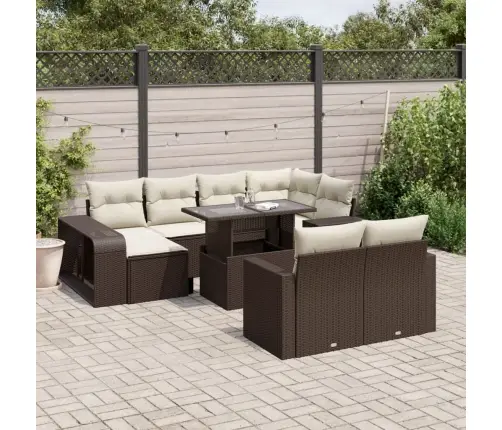 Sodo Komplektas Su Pagalvėlėmis, 11 Dalių, Rudas, Poliratanas