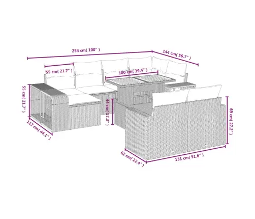 Sodo Komplektas Su Pagalvėlėmis, 11 Dalių, Juodas, Poliratanas