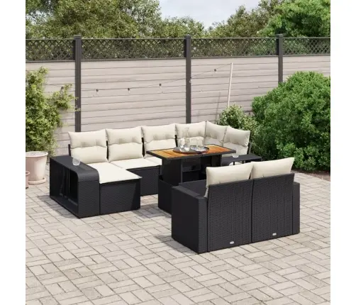 11-Daļīgs Dārza Dīvāna Komplekts, Matrači, Melna Pe Rotangpalma Vidaxl