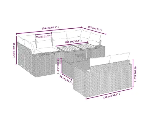 11-Osaline Aiadiivani Komplekt Patjadega, Beež, Polürotang