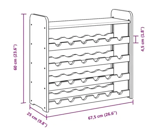 Veiniriiul Pealispinnaga, 67,5 X 25 X 60 cm Männipuit