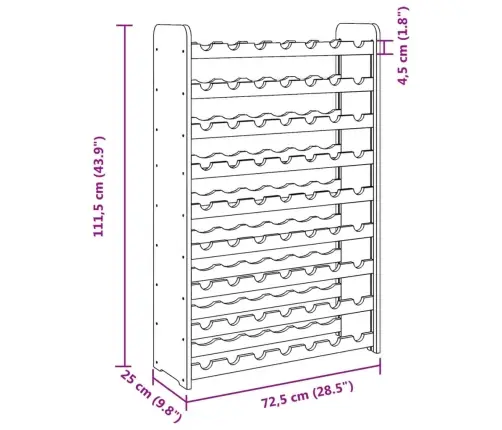 Vyno Butelių Stovas, 72,5X25X111,5cm Pušies Medienos Masyvas