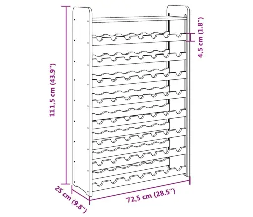 Vyno Stovas Su Plokšte Viršuje, 72,5X25X111,5cm Pušies Masyvas