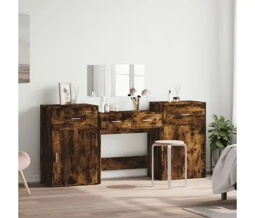 4-Daļīgs Tualetes Galdiņa Komplekts, Ozola Krāsa Vidaxl