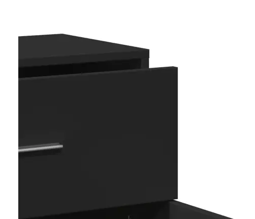 Šoninės Spintelės, 2Vnt., Juodos, 60X31X70cm Apdirbta Mediena