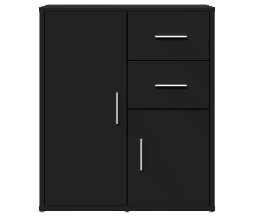 Šoninės Spintelės, 2Vnt., Juodos, 60X31X70cm Apdirbta Mediena