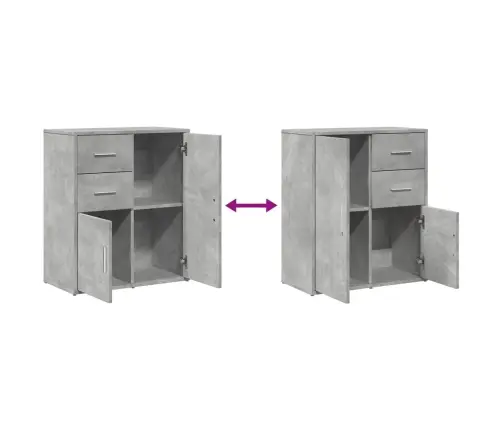 Puhvetkapid 2 Tk, Betoonhall, 60 X 31 X 70 cm Tehispuit