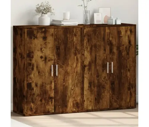 Puhvetkapid 2 Tk, Suitsutatud Tamm, 60 X 31 X 84 cm Tehispuit