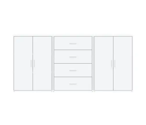 Kumodes, 3 Gab., Baltas, 60X31X84 Cm, Inženierijas Koks Vidaxl