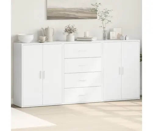 Kumodes, 3 Gab., Baltas, 60X31X84 Cm, Inženierijas Koks Vidaxl