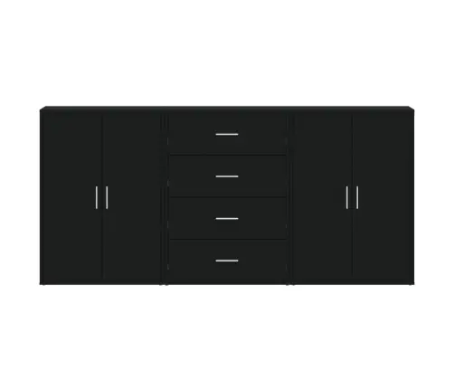 Kumodes, 3 Gab., Melnas, 60X31X84 Cm, Inženierijas Koks Vidaxl