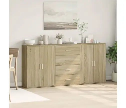 Kumodes, 3 Gab., Ozolkoka Krāsā, 60X31X84 Cm, Inženierijas Koks Vidaxl