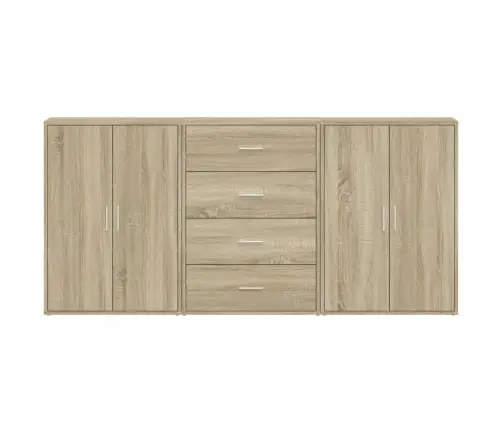 Kumodes, 3 Gab., Ozolkoka Krāsā, 60X31X84 Cm, Inženierijas Koks Vidaxl