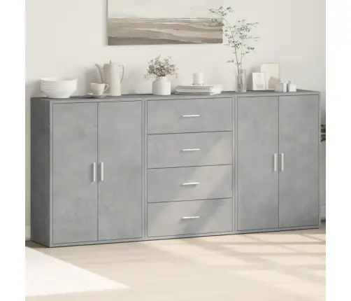 Kumodes, 3 Gab., Betona Pelēkas, 60X31X84 Cm, Inženierijas Koks Vidaxl Kumodes, 3 Gab., Betona Pelēkas, 60X31X84 Cm, Inženierijas Koks Vidaxl