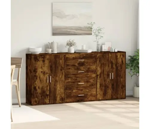 Šoninės Spintelės, 3Vnt., Dūminio Ąžuolo, 60X31X84cm Mediena Šoninės Spintelės, 3Vnt., Dūminio Ąžuolo, 60X31X84cm Mediena