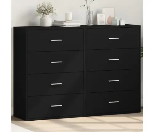 Kumodes, 2 Gab., Melnas, 60X31X84 Cm, Inženierijas Koks Vidaxl