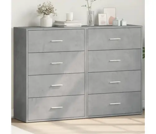 Kumodes, 2 Gab., Betona Pelēkas, 60X31X84 Cm, Inženierijas Koks Vidaxl