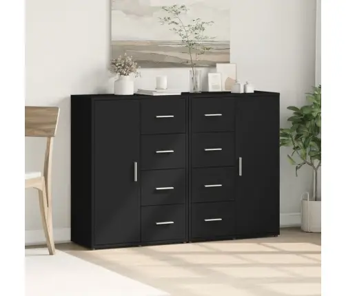 Kumodes, 2 Gab., Melnas, 60X31X84 Cm, Inženierijas Koks Vidaxl