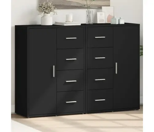 Kumodes, 2 Gab., Melnas, 60X31X84 Cm, Inženierijas Koks Vidaxl