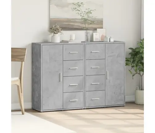 Kumodes, 2 Gab., Betona Pelēkas, 60X31X84 Cm, Inženierijas Koks Vidaxl