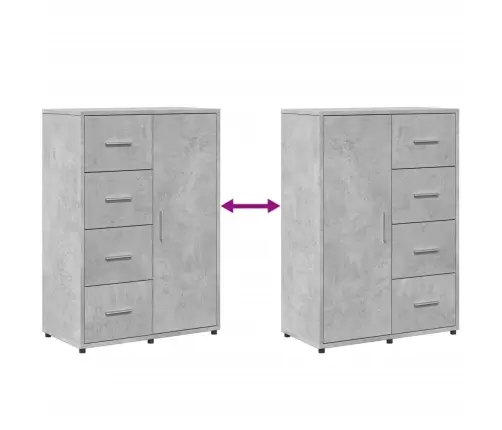 Kumodes, 2 Gab., Betona Pelēkas, 60X31X84 Cm, Inženierijas Koks Vidaxl