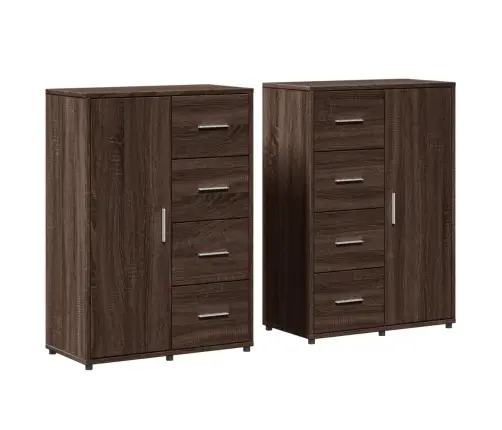 Šoninės Spintelės, 2Vnt., Rudos Ąžuolo, 60X31X84cm Mediena