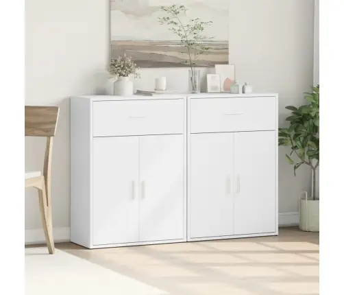 Kumodes 2 Gab., Baltas, 60X30X84 Cm, Inženierijas Koks Vidaxl