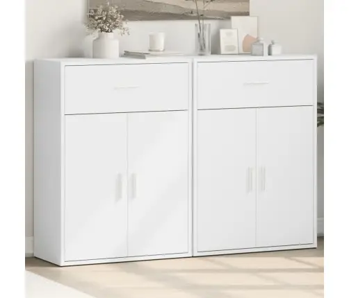 Kumodes 2 Gab., Baltas, 60X30X84 Cm, Inženierijas Koks Vidaxl