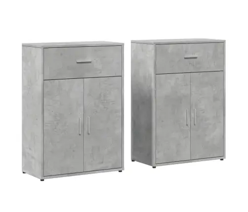 Kumodes 2 Gab., Betona Pelēkas, 60X30X84 Cm, Inženierijas Koks Vidaxl