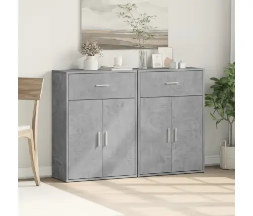 Kumodes 2 Gab., Betona Pelēkas, 60X30X84 Cm, Inženierijas Koks Vidaxl