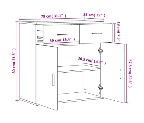 Puhvetkapid 2 Tk, Valge, 79 X 38 X 80 cm Tehispuit