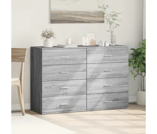 Kumodes, 2 Gab., Pelēka Ozola, 60X39X80 Cm, Inženierijas Koks Vidaxl