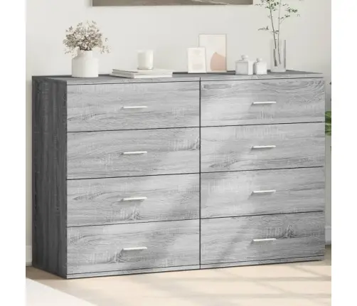 Kumodes, 2 Gab., Pelēka Ozola, 60X39X80 Cm, Inženierijas Koks Vidaxl