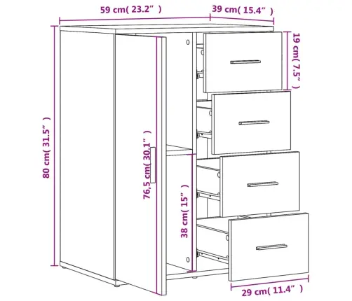 Kumodes, 2 Gab., Ozolkoka Krāsa, 59X39X80 Cm, Inženierijas Koks Vidaxl