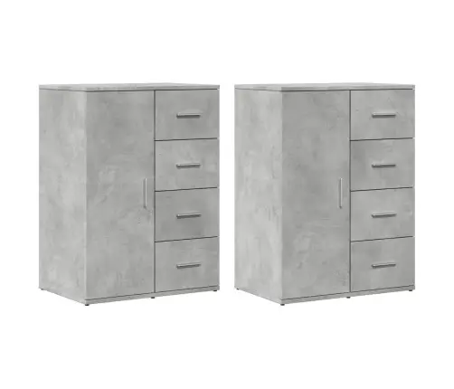 Kumodes, 2 Gab., Betona Pelēkas, 59X39X80 Cm, Inženierijas Koks Vidaxl