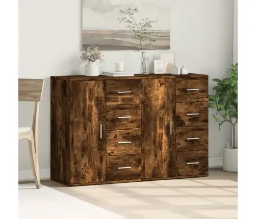 Puhvetkapid 2 Tk, Suitsutatud Tamm, 59X39X80 cm Tehispuit Puhvetkapid 2 Tk, Suitsutatud Tamm, 59X39X80 cm Tehispuit