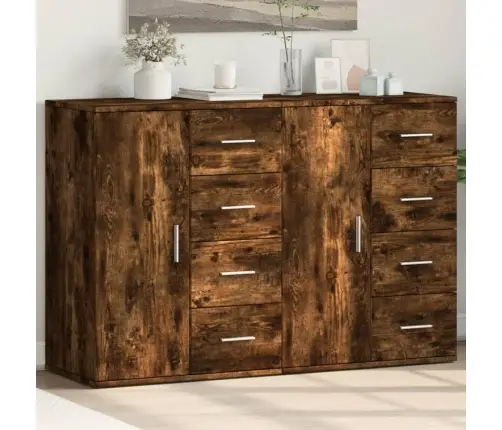 Puhvetkapid 2 Tk, Suitsutatud Tamm, 59X39X80 cm Tehispuit Puhvetkapid 2 Tk, Suitsutatud Tamm, 59X39X80 cm Tehispuit