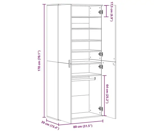 Kingakapp, Valge, 80 X 39 X 178 Cm Tehispuit