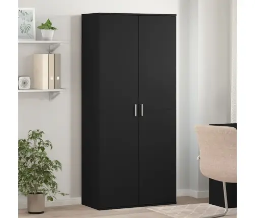 Apavu Skapis, Melns, 80X39X178 Cm, Kokskaidu Plāksne Vidaxl