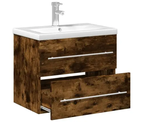 Vannitoakapp Sisseehitatud Valamuga, Suitsutatud Tamm