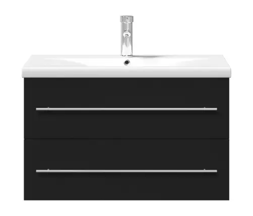 Vonios Praustuvo Spintelė Su Įmontuotu Praustuvu, Juoda