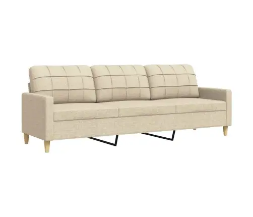 Trīsvietīgs Dīvāns, Krēmkrāsas Audums, 210 Cm Vidaxl