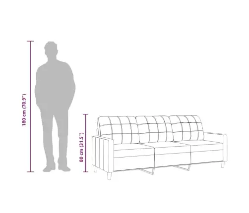 Trīsvietīgs Dīvāns, Krēmkrāsas Audums, 210 Cm Vidaxl