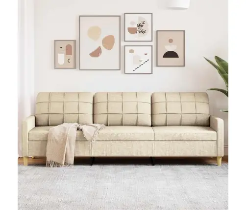 Trīsvietīgs Dīvāns, Krēmkrāsas Audums, 210 Cm Vidaxl