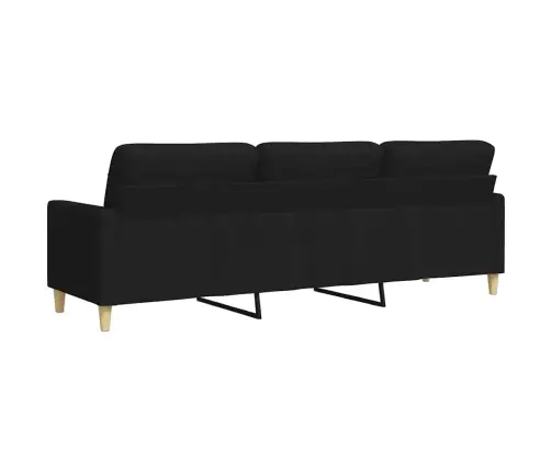 Trīsvietīgs Dīvāns, Melns Audums, 210 Cm Vidaxl