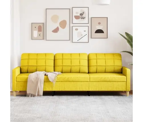 Trīsvietīgs Dīvāns, Gaiši Dzeltens Audums, 210 Cm Vidaxl