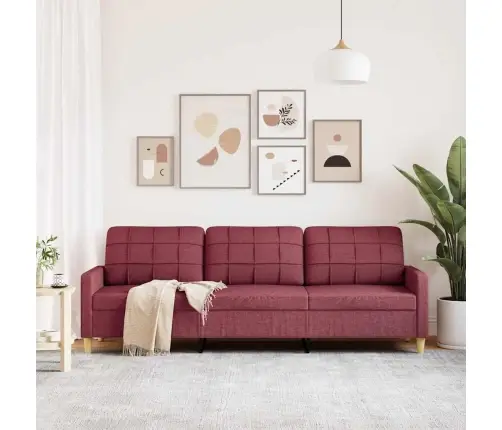 Trīsvietīgs Dīvāns, Vīnsarkans Audums, 210 Cm Vidaxl