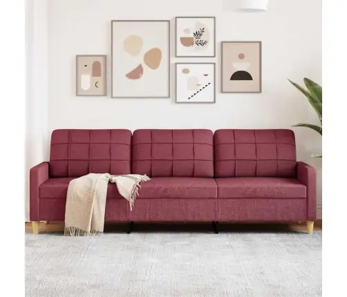 Trīsvietīgs Dīvāns, Vīnsarkans Audums, 210 Cm Vidaxl