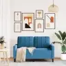 Divvietīgs Dīvāns, Zils, 120 Cm, Samts Vidaxl Divvietīgs Dīvāns, Zils, 120 Cm, Samts Vidaxl